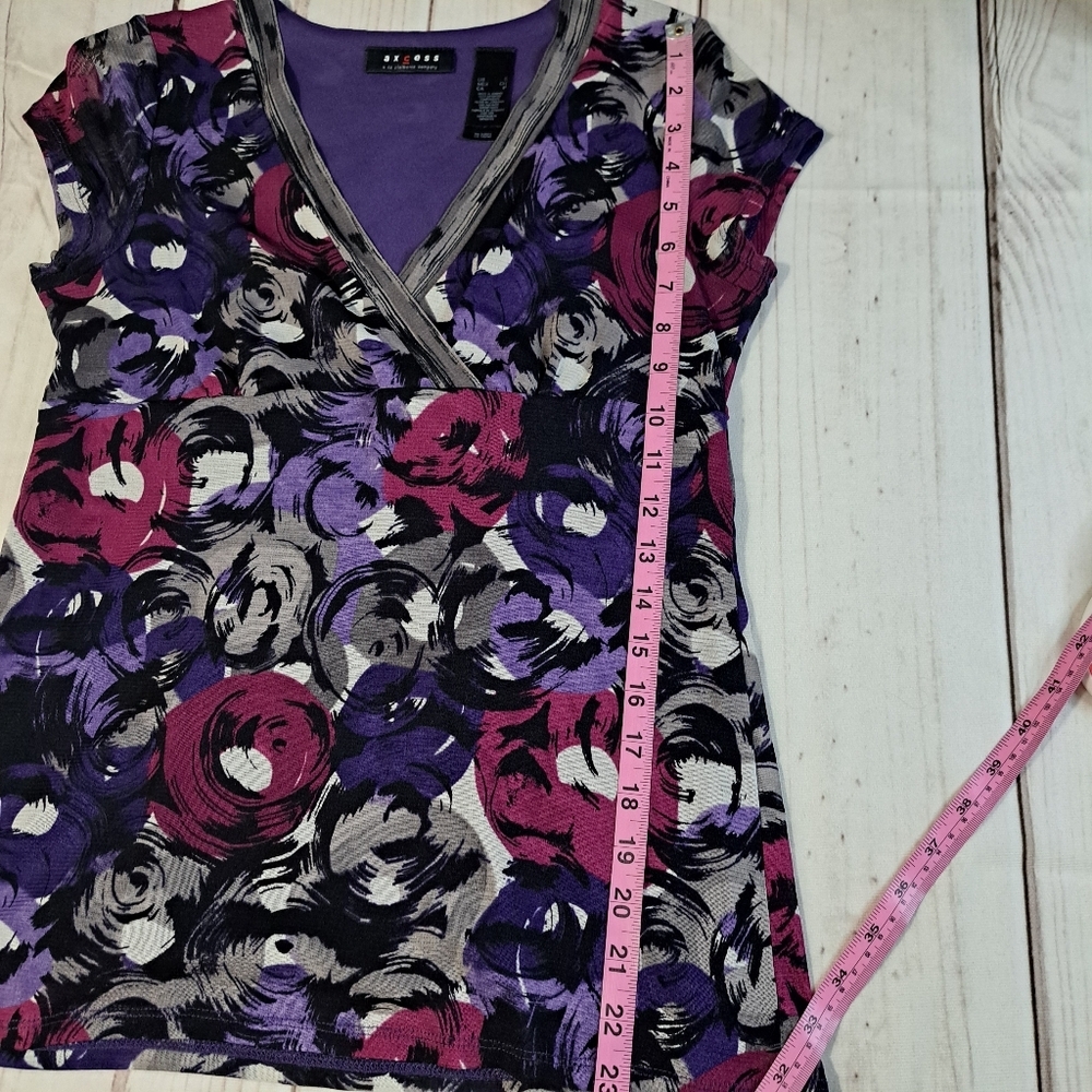 Axcess By Liz Claiborne Purple, Gray, and Pink Top Size Large - Picture 4 of 9